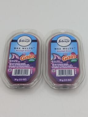 2 Packs Febreze Wax Melts With Gain Scent Moonlight Breeze - 12 Total Cubes